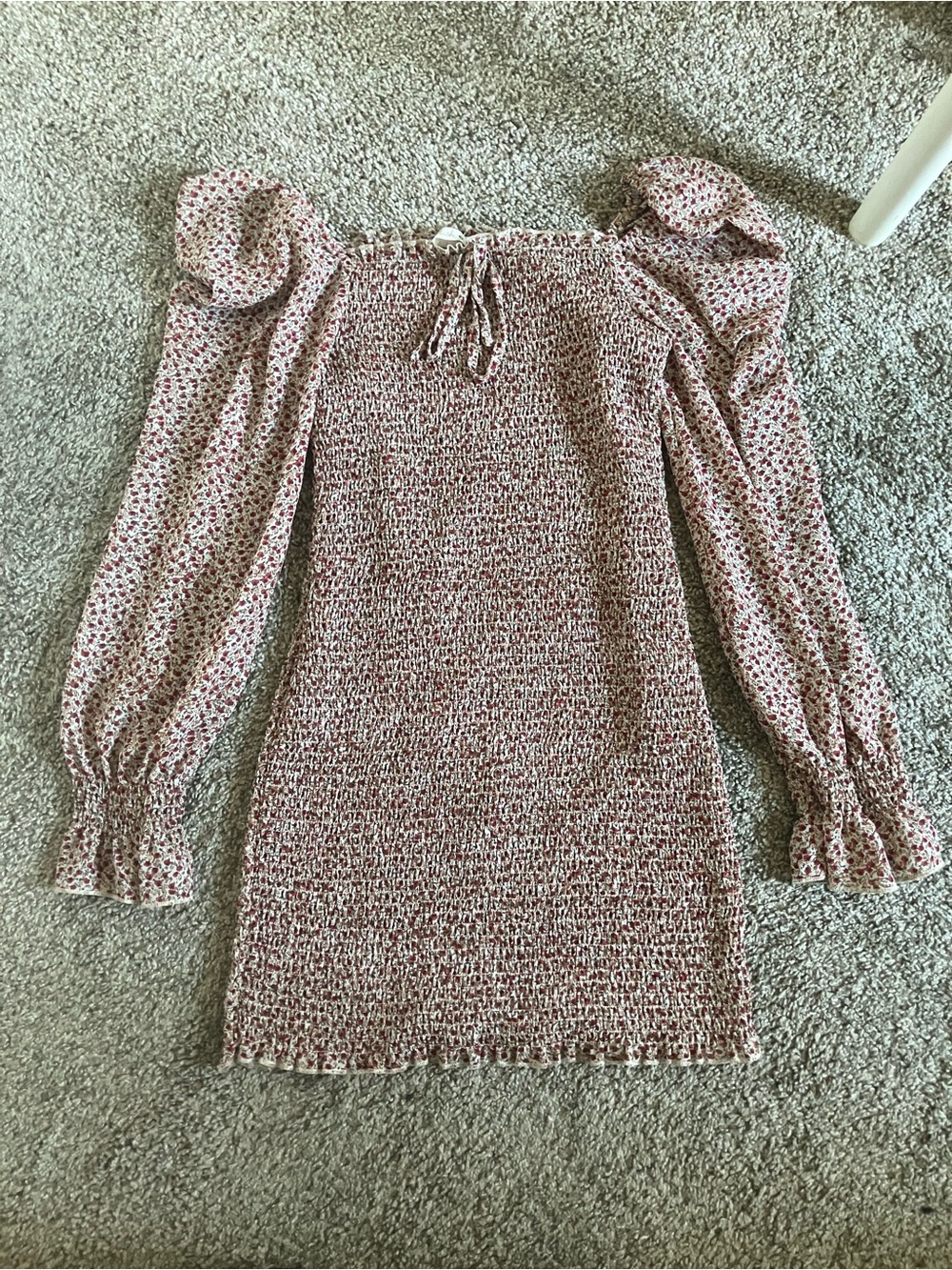 Amazon Pink Floral Smocked Long Sleeve Mini Dress